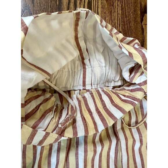 Lush Mini Dress Women's Small Tie Button Sleeveless Striped Yellow Multi Boho - Picture 9 of 9